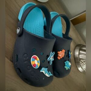 CROCS Kids' Navy and Aqua Water Shoes With Charms